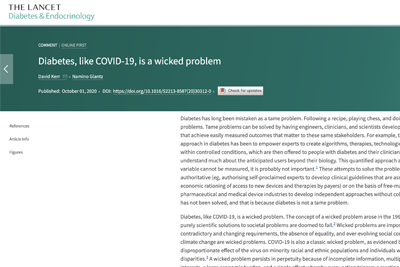 Diabetes and COVID-19: “Wicked problems”
